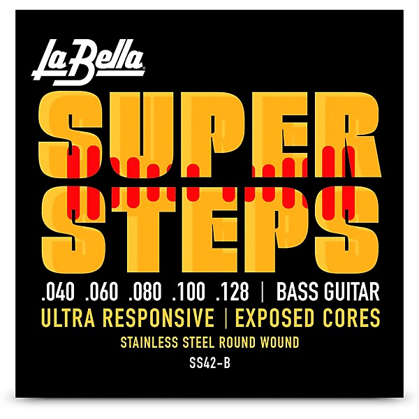 La Bella Super Steps Stainless Steel Exposed Cores 5-String Bass Strings Custom Light (40 - 128)