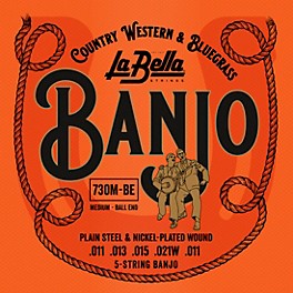 La Bella 730-BE Nickel-Plated Wound Ball-Ends 5-String Banjo Strings - Medium