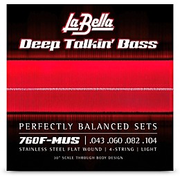 La Bella 760F-MUS Deep Talkin' Stainless Steel Flat Wound 4-String Bass Strings