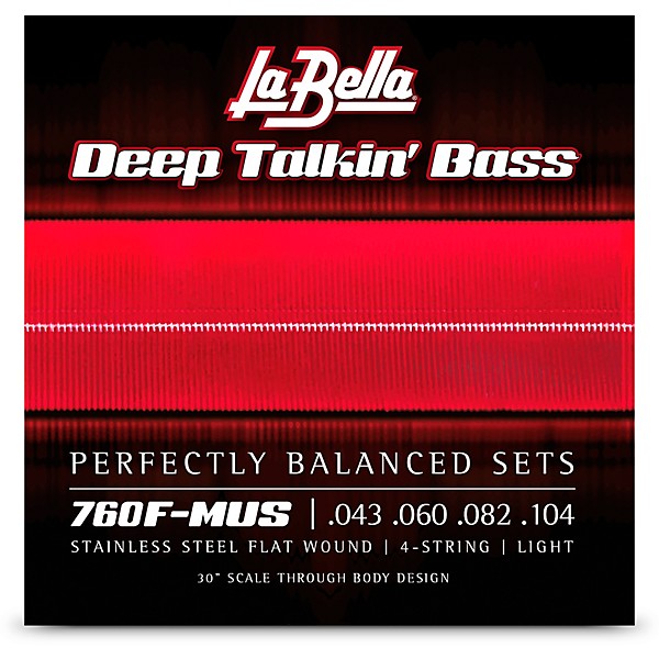 La Bella 760F-MUS Deep Talkin' Stainless Steel Flat Wound 4-String Bass Strings