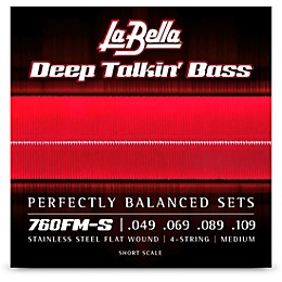 La Bella 760FM-S Deep Talkin' Stainless Steel Flat Wound 4-String Bass Strings - Short Scale Medium (49 - 109)