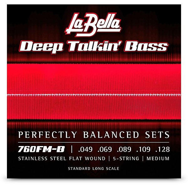 La Bella 760FM-B Deep Talkin' Bass Stainless Steel Flat Wound 5-String Bass Strings Medium (49 - 128)