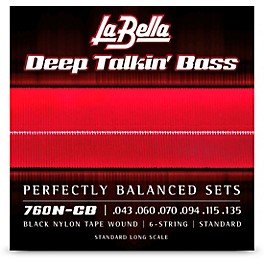 La Bella 760N-CB Deep Talkin' Bass Black Nylon Tape Wound 6-String Bass Strings - Standard 43 - 135