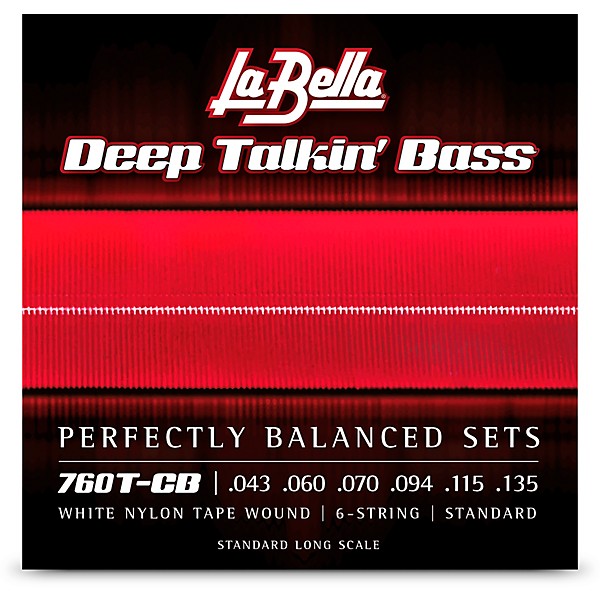 La Bella 760T-CB Deep Talkin Bass White Nylon Tape Wound 6-String Bass Strings - Standard 43 - 135