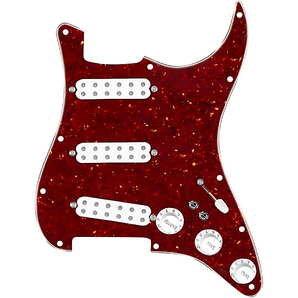 920d Custom Polyphonic Loaded Pickguard for Strat With White Pickups and Knobs and S7W-2T Wiring Harness Tortoise