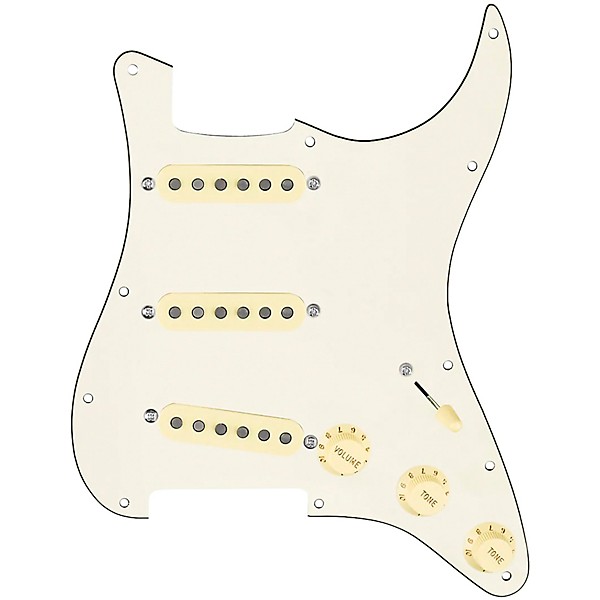 920d Custom Texas Vintage Loaded Pickguard for Strat With Aged White Pickups and S5W Wiring Harness Parchment