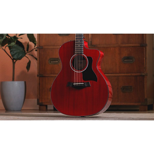 Taylor 224ce Mahogany Special-Edition Grand Auditorium Acoustic-Electric Guitar Trans Red