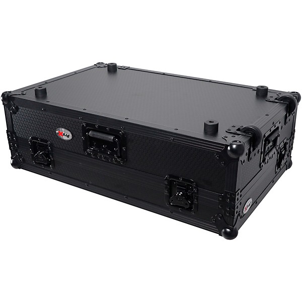 ProX Flight Style Road Case Fits Pioneer DDJ-FLX10 Black on Black w/ Sliding Laptop Shelf & Wheels Black