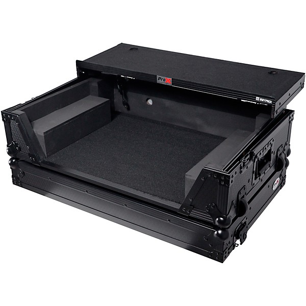 Open Box ProX Flight Style Road Case Fits Pioneer DDJ-FLX10 Black on Black w/ Sliding Laptop Shelf & Wheels Level 1 Black