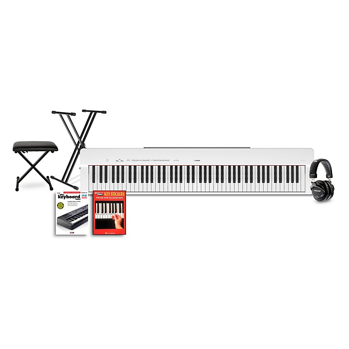 Yamaha P-225 88-Key Digital Piano White Beginner Package | Guitar