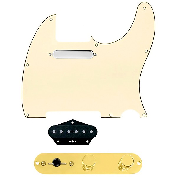 920D Custom Texas Vintage Loaded Pickguard for Tele With T3W-G Control Plate Aged White