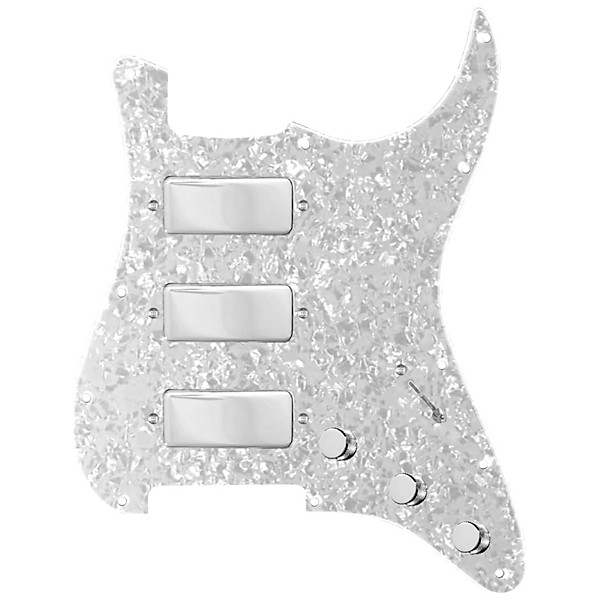 920d Custom Stadium Triple Mini Humbucker Loaded Pickguard for Strat With S7W-500K Wiring Harness White Pearl