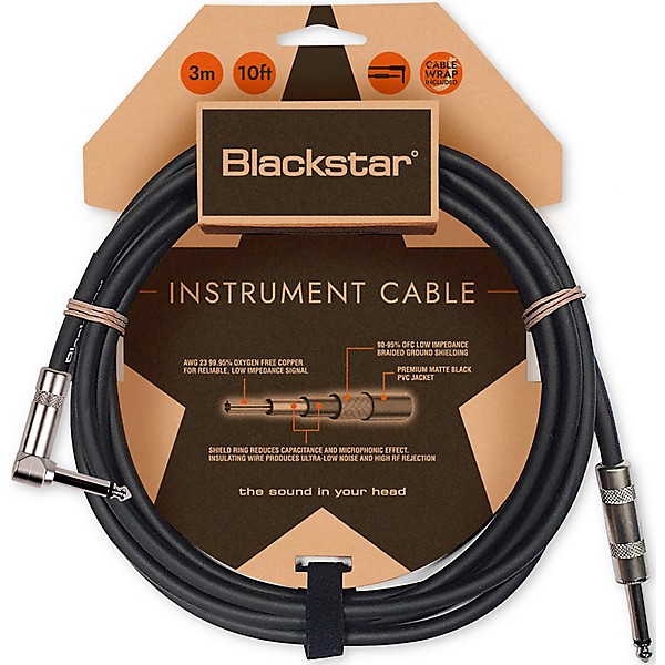 Blackstar Standard Straight to Angle Cable 10 ft. Black