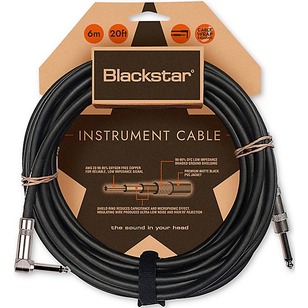 Blackstar Standard Straight to Angle Cable 20 ft. Black