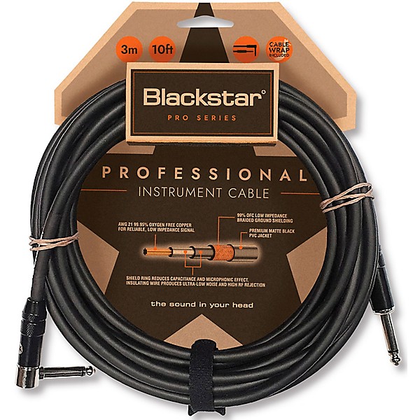 Blackstar Professional Straight to Angle Cable 10 ft. Black