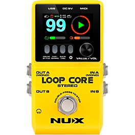 NUX Loop Core Stereo Looper with MIDI and Drum Patterns Effects Pedal Yellow