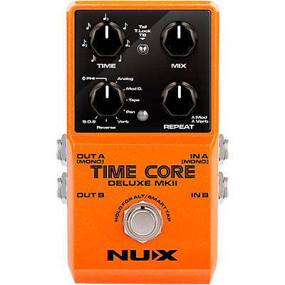 Nux Time Core Deluxe Mkii With 7 Different Delays, Phrase Looper And Tap Tempo Effects Pedal Orange for sale
