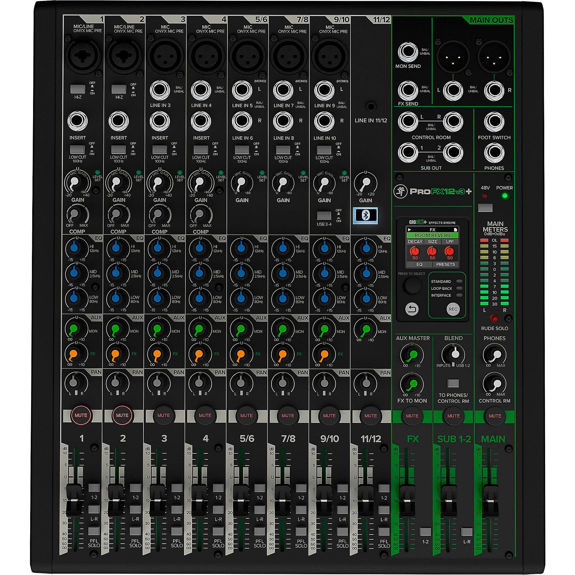 Mackie ProFX12v3+ 12-Channel Analog Mixer with Enhanced FX, USB Recording Modes and Bluetooth