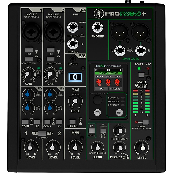 Open Box Mackie ProFX6v3+ 6-Channel Analog Mixer With Enhanced FX, USB Recording Modes and Bluetooth Level 1