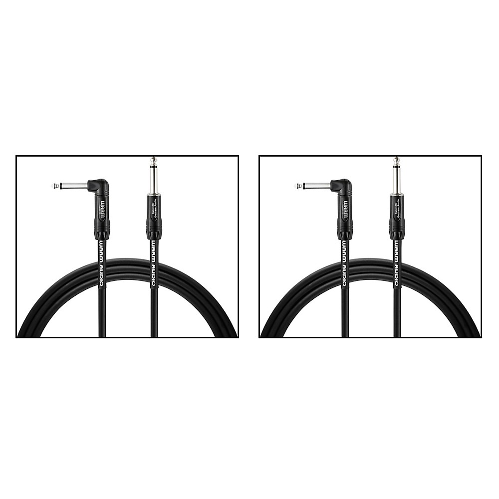 Warm Audio Pro Series TS-1RT-10' 1 End Right-Angle Instrument Cable 2-Pack 10 ft. Black