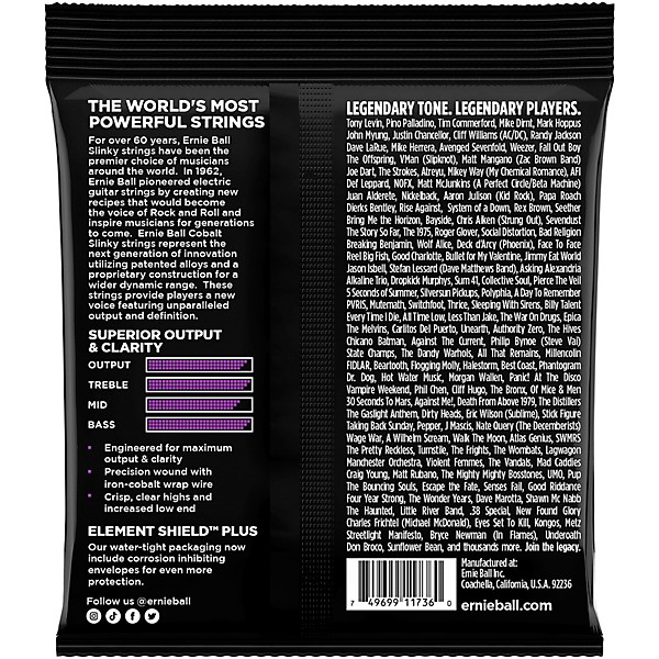 Ernie Ball Cobalt Power Slinky 5-String Electric Bass Strings 50-135 Gauge