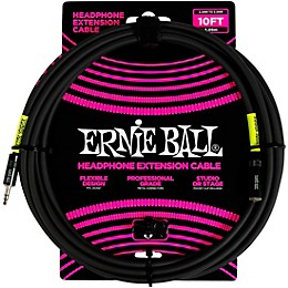Ernie Ball Headphone Extension Cable 3.5mm to 3.5mm 10 ft. Black