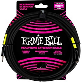 Ernie Ball Headphone Extension Cable 3.5mm to 3.5mm 20 ft... Ernie Ball Headphone Extension Cable 3.5mm to 3.5mm 20 ft. Black