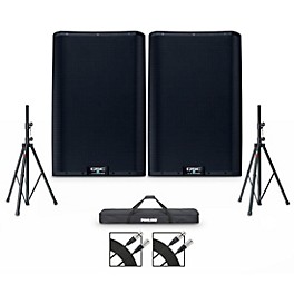 QSC K12.2 Powered Speaker Pair With Cables and Stands