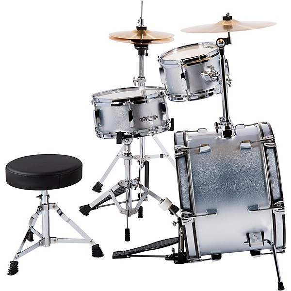 Sound Percussion Labs Lil' Kicker 3-Piece Junior Drum Set Metallic Silver