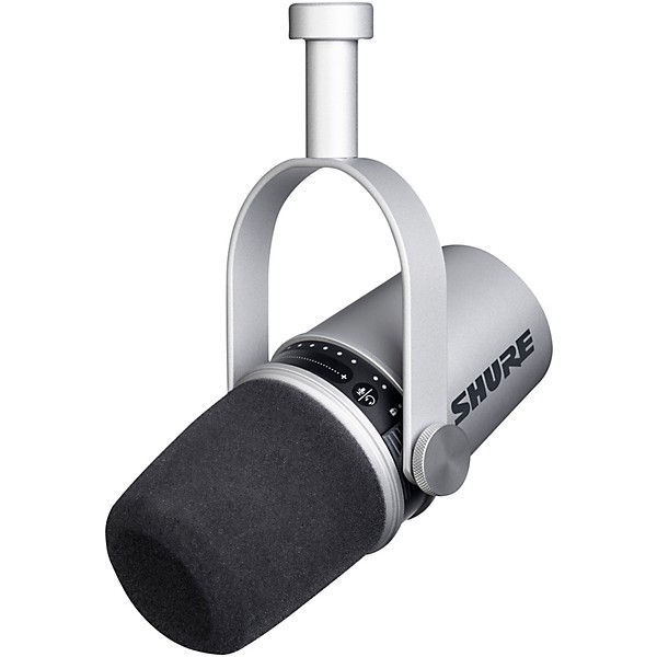 Shure Shure Deluxe Articulating Desktop Mic Boom Stand with Silver MV7 Microphone and SRH440A Headphones