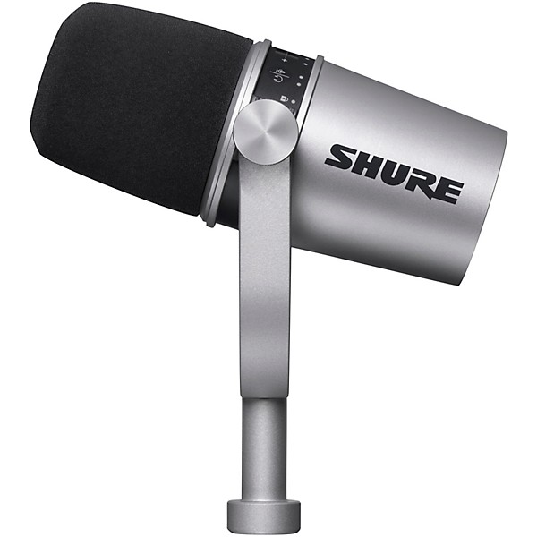 Shure Shure Deluxe Articulating Desktop Mic Boom Stand with Silver MV7 Microphone and SRH440A Headphones