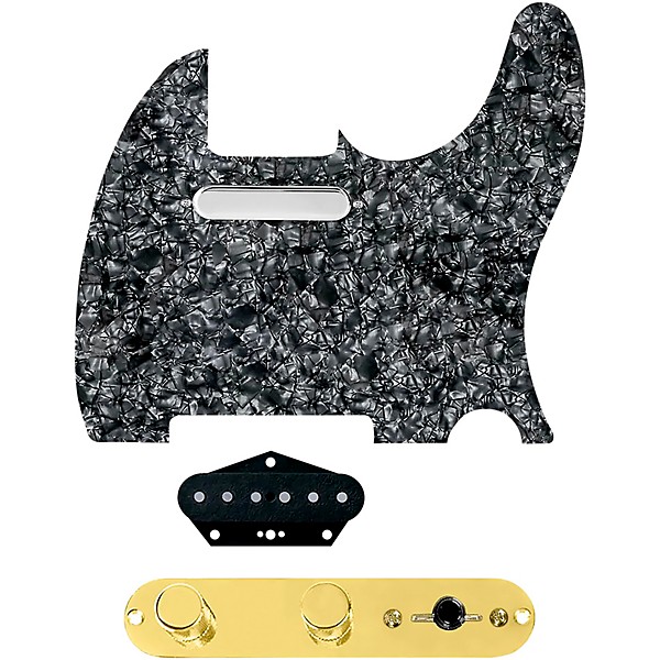 920d Custom Texas Grit Loaded Pickguard for Tele With T4W-REV-G Control Plate Black Pearl