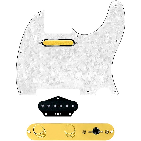 920d Custom Gold Foil Loaded Pickguard for Tele With T4W-REV-G Control Plate White Pearl