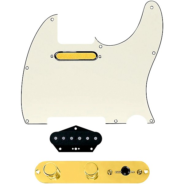 920d Custom Gold Foil Loaded Pickguard for Tele With T4W-REV-G Control Plate Parchment
