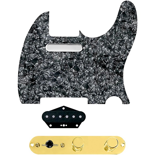 920d Custom Texas Grit Loaded Pickguard for Tele With T4W-G Control Plate Black Pearl