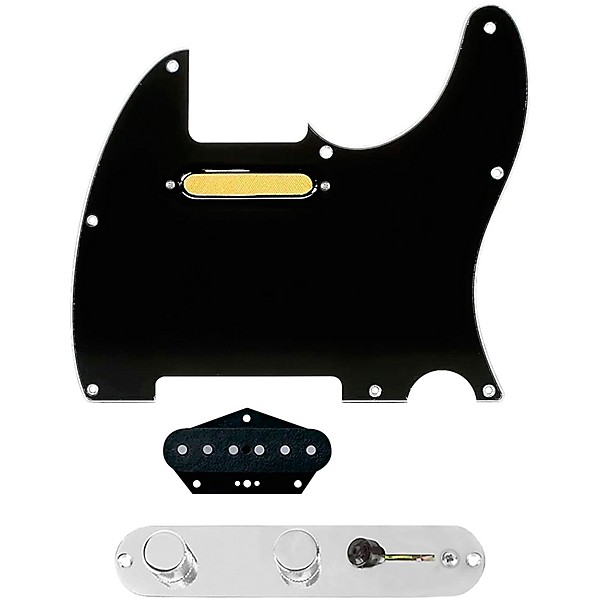 920D Custom Gold Foil Loaded Pickguard for Tele With T4W-REV-C Control Plate Black