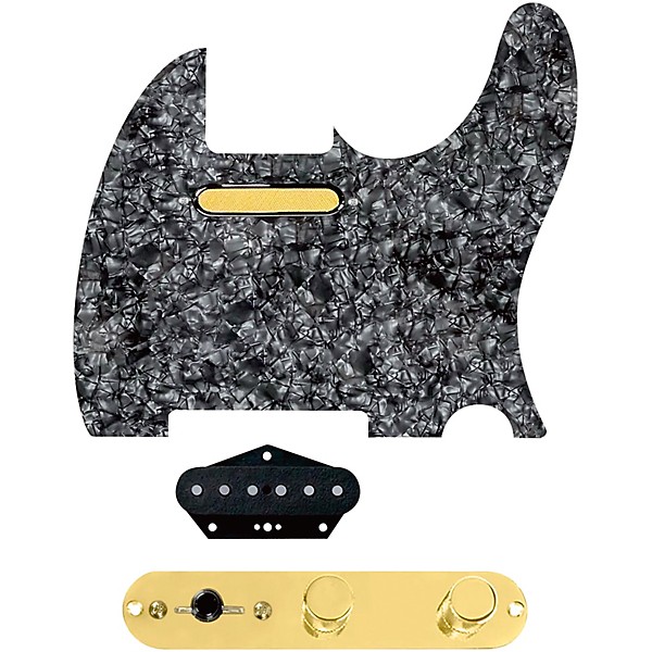 920d Custom Gold Foil Loaded Pickguard for Tele With T4W-G Control Plate Black Pearl