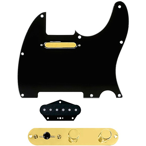 920d Custom Gold Foil Loaded Pickguard for Tele With T4W-G Control Plate Black