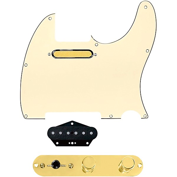 920d Custom Gold Foil Loaded Pickguard for Tele With T4W-G Control Plate Aged White