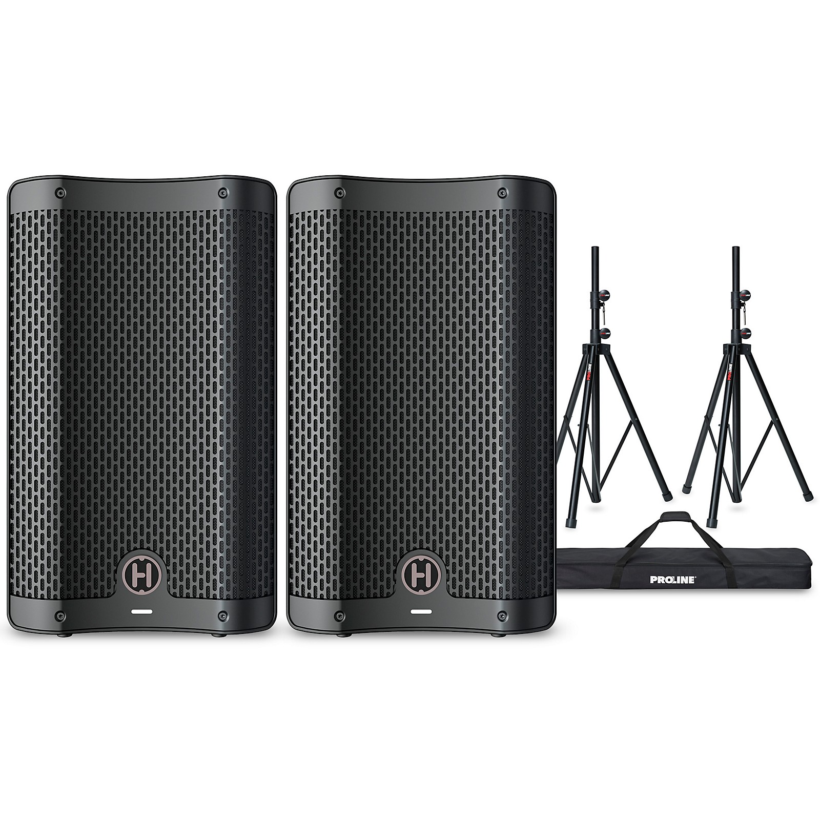 Harbinger VARI 2408 8" Powered Speakers Package With Stands Guitar Center