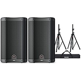 Harbinger VARI 2408 8" Powered Speakers Package With Stands