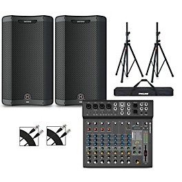 Harbinger VARI 3412 12" Powered Speakers Package With LX12 Mixer, Stands and Cables