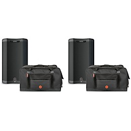 Harbinger VARI V3412 12" Powered Speakers Package With Avenue II Road Runner Bags