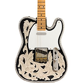 Fender Custom Shop Limited Edition Waylon Jennings Telecaster Relic Electric Guitar Black and White Tooled Leather over Bu...