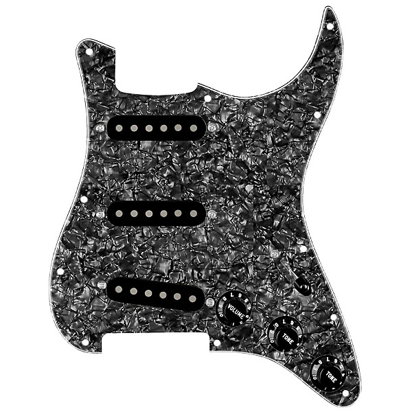 920d Custom Vintage American Loaded Pickguard for Strat With Black Pickups and S5W-BL-V Wiring Harness Black Pearl