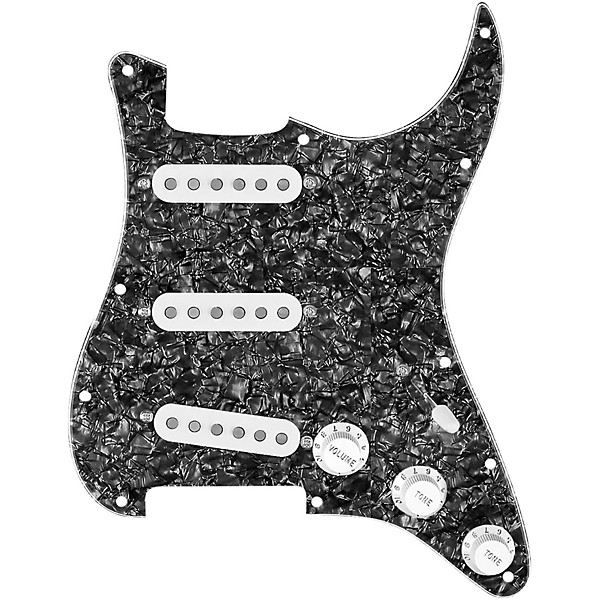920d Custom Vintage American Loaded Pickguard for Strat With White Pickups and S5W-BL-V Wiring Harness Black Pearl