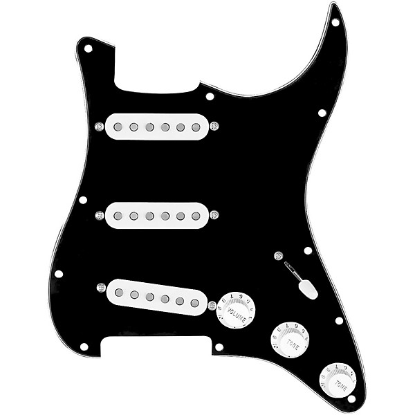 920d Custom Vintage American Loaded Pickguard for Strat With White Pickups and S5W-BL-V Wiring Harness Black