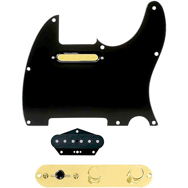 920D Custom Gold Foil Loaded Pickguard for Tele With T3W-G Control Plate Black