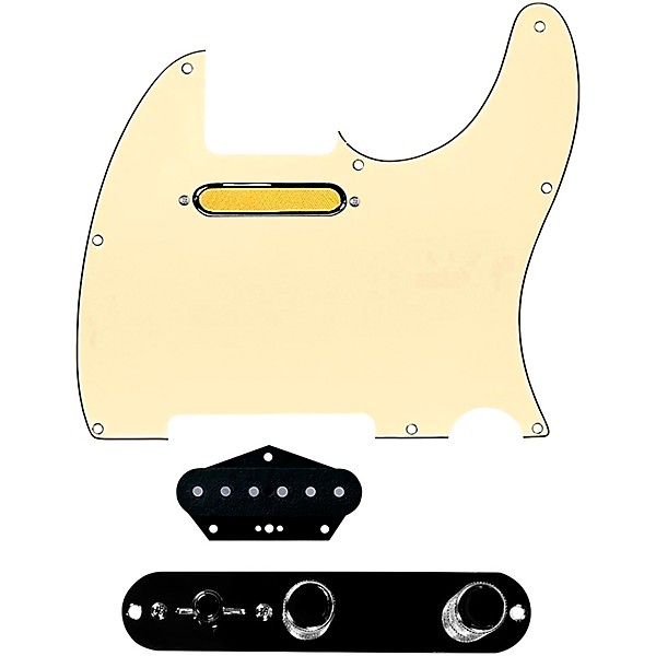 920D Custom Gold Foil Loaded Pickguard for Tele With T3W-B Control Plate Aged White