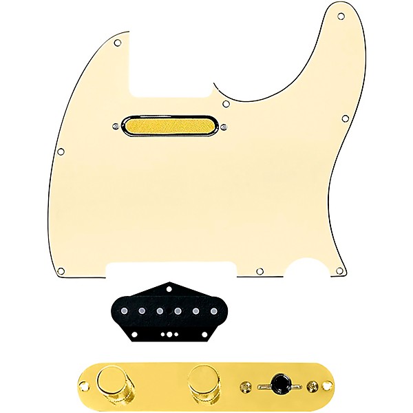 920d Custom Gold Foil Loaded Pickguard for Tele With T3W-REV-G Control Plate Aged White